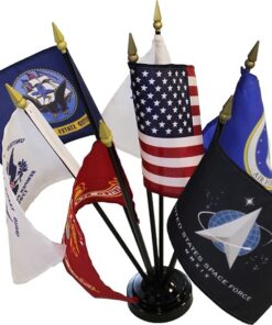 Armed Forces Miniature Flag Set (4 in. x 6 in. flag / 10 in. staff), Armed Forces - 4 in. x 6 in. Military Stick Flag Set 7 Flags