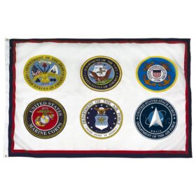 Armed Forces 6 Branch 2'x3' Printed Nylon Flag, 2' x 3' Armed Forces Flag Nylon