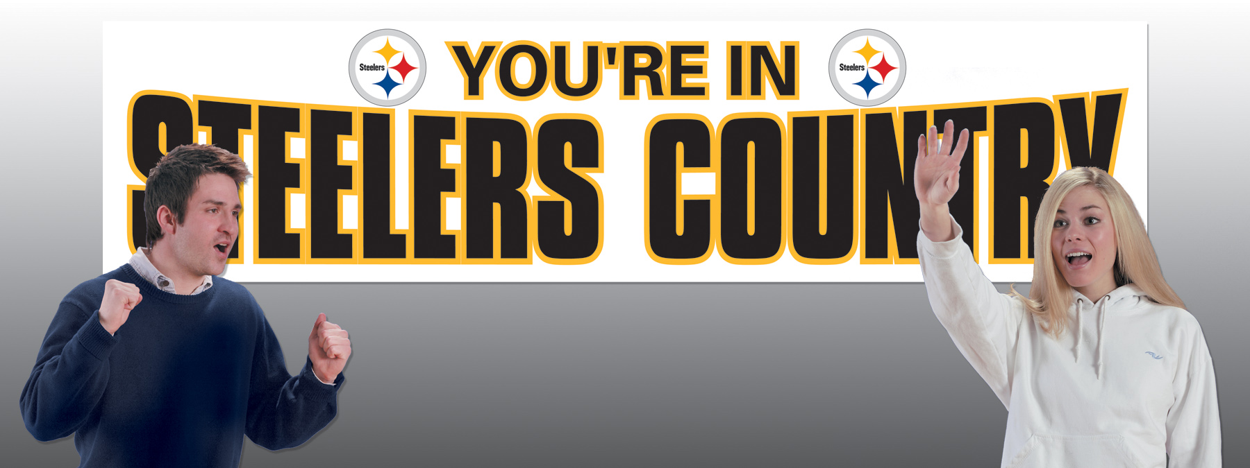 8'x2' "You're in Steelers Country" Banner White