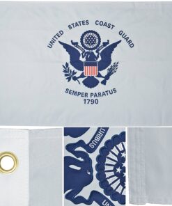 Coast Guard 3' x 5' Double Sided Nylon Flag, USCG US Coast Guard Flag 3x5 ft DOUBLE SIDED Embroidered