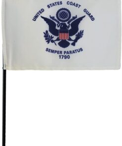4" x 6" US Military Coast Guard Stick Flag - Mounted on 12" Plastic Stick