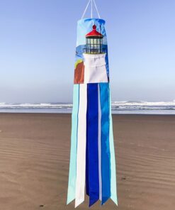 Add a touch of the sea life with the Coastal Lighthouse 40-inch Windsock.