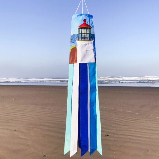 Add a touch of the sea life with the Coastal Lighthouse 40-inch Windsock.