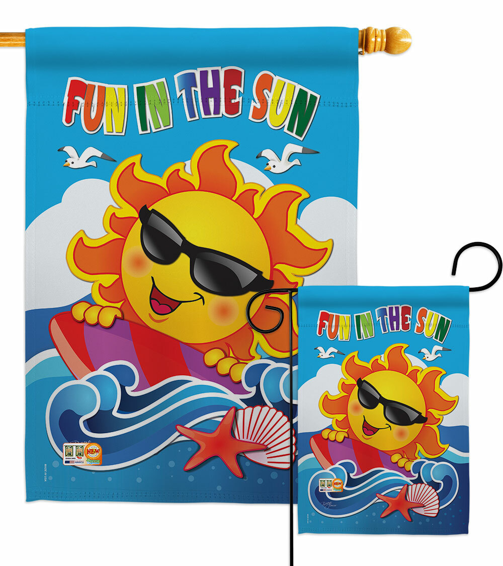 Fun In The Sun House Flag, 28" x 40" Fun In The Sun Banner,  Fun in the sun Garden Banner