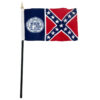 Georgia 4"x6" Historical Stick Flag (1956-2001)