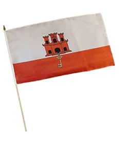 Gibraltar 12"x18" Stick Flag, Gibraltar Stick Flag