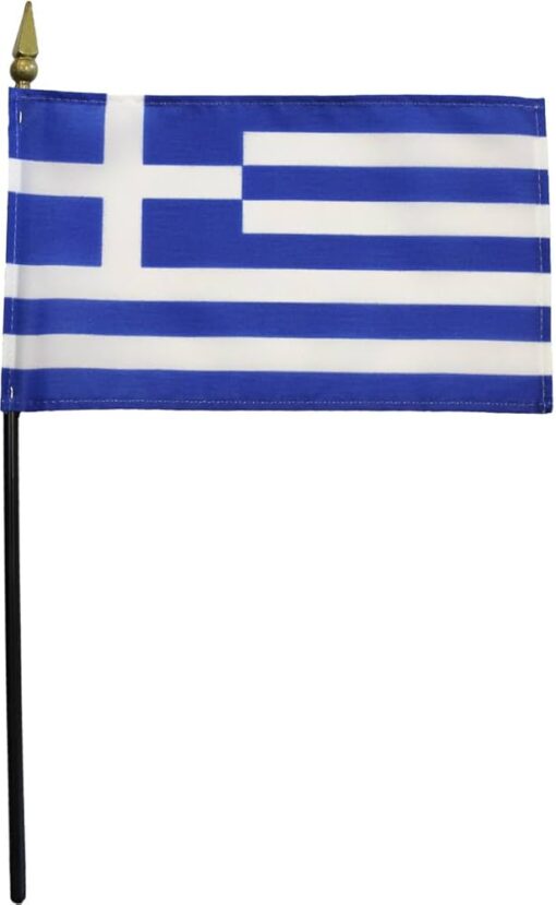 Greece 4"x6" Stick Flag, 4" x 6" Greece stick flag, Greece Miniature Flag, Greece Desktop Flag, Greece Classroom Flag