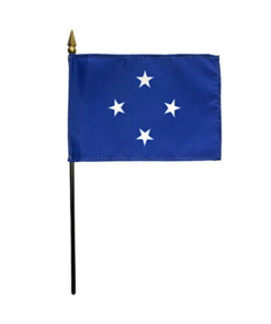 4 in. X 6 in. Micronesia Mounted on a 10 in. Black Staff with Gold Spear tip