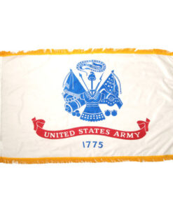 Perma-Nyl 5'x8' Nylon Indoor Army Flag, US Army Indoor Nylon 5' x 8' with Pole Hem and Gold Fringe Flag, Army Indoor Fringed Flag