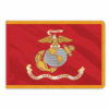 Perma-Nyl 4'x6' Nylon Indoor Marines Flag, US Marines Indoor Nylon 4' x 6' with Pole Hem and Gold Fringe Flag, USMC Indoor Fringed Flag