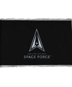 Perma-Nyl 4'x6' Nylon Indoor Space Force Flag, US Space Force Indoor Nylon 4' x 6' with Pole Hem and Gold Fringe Flag, Space Force Indoor Fringed Flag