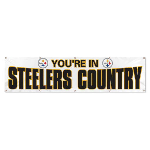 Pittsburgh Steelers Giant 8' x 2' Banner WhiteBlack