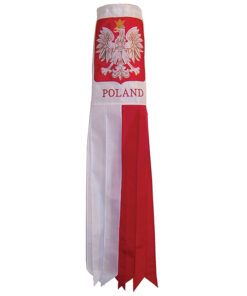 Poland Flag Windsock 40-Inch, Poland Applique Windsocks, Polish Windsocks, Poland Windsocks