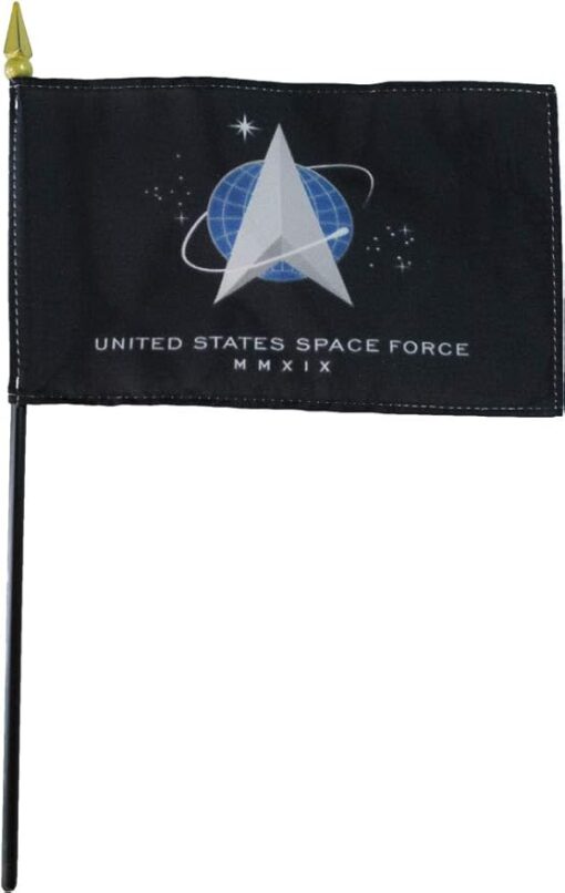 4" x 6" US Military Space Force Stick Flag - Mounted on 12" Plastic Stick