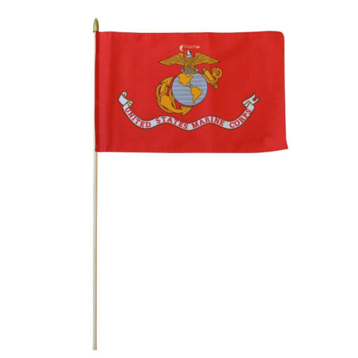 USMC 12x18" Stick Flag, Marine Corps Stick Flag 12x18, US Marine Corps Stick Flag, Marines 12"X18" Stick Flag, U.S. Marine Corps Mounted Stick Flags