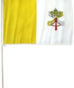 Vatican 12 X 18 Inch Country Stick Flag on a 2 Foot Wooden Stick