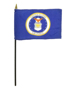 4" x 6" US Military Air Force Stick Flag - Mounted on 12" Plastic Stick