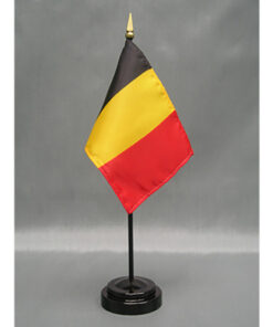 4 in. X 6 in. Belgium Mounted on a 10 in. Black Staff with Gold Spear tip