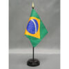 4 in. X 6 in. Brazil Mounted on a 10 in. Black Staff with Gold Spear tip.