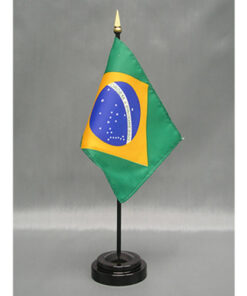 4 in. X 6 in. Brazil Mounted on a 10 in. Black Staff with Gold Spear tip.