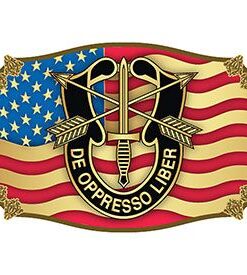 US Army Special Forces Motto De Oppresso Liber American Flag Belt Buckle
