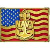 Navy anchor logo over embossed American Flag Belt Buckle