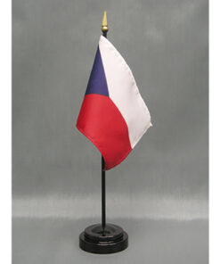 4 in. X 6 in. Czech Republic Mounted on a 10 in. Black Staff with Gold Spear tip.