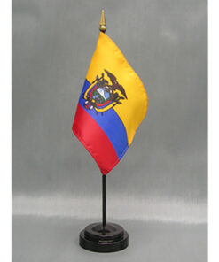 4 in. X 6 in. Ecuador Mounted on a 10 in. Black Staff with Gold Spear tip.