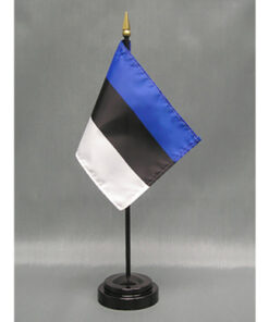 4 in. X 6 in. Estonia Mounted on a 10 in. Black Staff with Gold Spear tip.