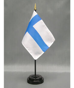 4 in. X 6 in. Finland Mounted on a 10 in. Black Staff with Gold Spear tip.