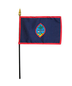 4 in. X 6 in. Guam Mounted on a 10 in. Black Staff with Gold Spear tip