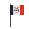 4 in. X 6 in. Iowa Mounted on a 10 in. Black Staff with Gold Spear tip