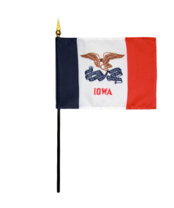 4 in. X 6 in. Iowa Mounted on a 10 in. Black Staff with Gold Spear tip