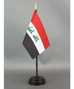 4 in. X 6 in. Iraq Mounted on a 10 in. Black Staff with Gold Spear tip.