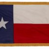3ft. x 5ft. Texas Flag Fringed with Side Pole Sleeve, 3'X5' Pole Hem and Gold Fringe Indoor Texas Flag