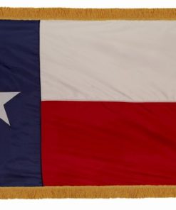 3ft. x 5ft. Texas Flag Fringed with Side Pole Sleeve, 3'X5' Pole Hem and Gold Fringe Indoor Texas Flag