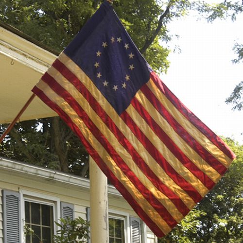 Heritage Cotton 13-Star Banner, Cotton 13 Star Betsy Ross Banner, Betsy Ross Cotton 13 Star Banner, Antiqued Cotton Heritage 13-Star Banner, Antiqued 13-Star Cotton Banner