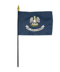 4 in. X 6 in. Louisiana Mounted on a 10 in. Black Staff with Gold Spear tip