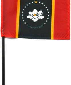 4 in. X 6 in. Mississippi Mounted on a 10 in. Black Staff with Gold Spear tip