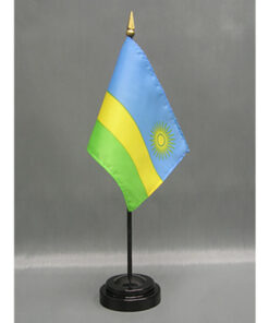 4 in. X 6 in. Rwanda Mounted on a 10 in. Black Staff with Gold Spear tip.