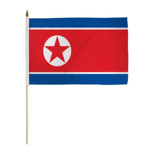 North Korea 12X18 inch Handheld Stick Flag