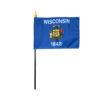 4 in. X 6 in. Wisconsin Mounted on a 10 in. Black Staff with Gold Spear tip