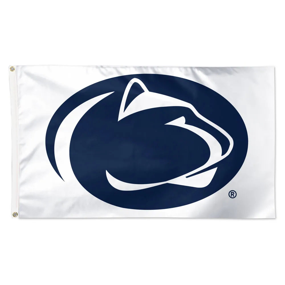 Penn State Nittany Lions ALT 2 COLOR WHITE Flag - Deluxe 3' X 5', Penn State Nittany Lions Logo 2 COLOR WHITE 3'x5' Flag