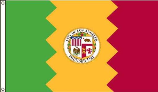 City of Los Angeles 3'x5' Fringed Indoor Flag, 3ft. x 5ft. Nylon City of Los Angeles Flag Flag with Side Pole Sleeve with Fringe