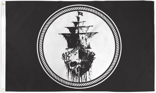 Black Sea Pirate Flag 3x5ft Poly
