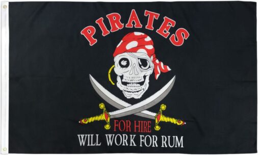 Pirates for Hire Flag 3x5ft Poly