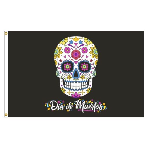 Our festive & colorful collection of Skull Dia de Muertos 3'x5' screen-printed nylon flag speaks for itself
