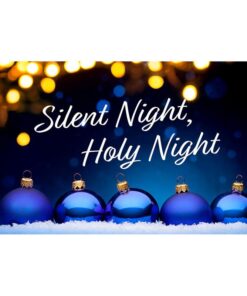 Our festive & colorful collection of Silent Night 3'x5' screen-printed nylon that features a peaceful scene of blue ornaments with twinkling Christmas lights flag speaks for itself