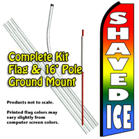 Pack Swooper Flags & Pole Kits Snow Cones Shaved Ice Multi Color Four 4