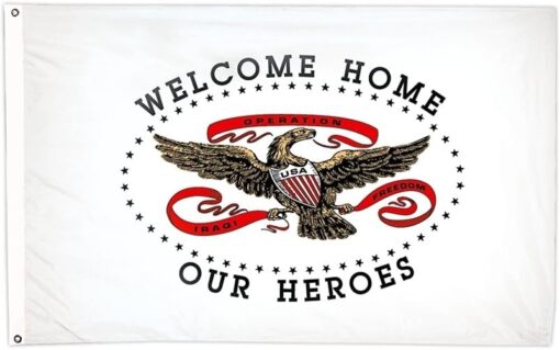 Welcome Home Our Heroes Flag Nyl-Glo-3 ft. X 5 ft